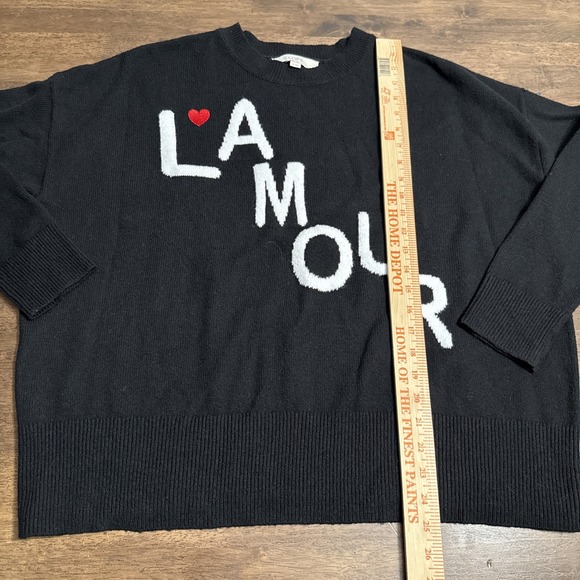 L'AMOUR Loft Sweater XL Super Soft Black Valentines Day Love Preppy Chic Classic - Picture 5 of 6